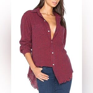 Current/Elliott Two Pocket Prep School Fringe Button Down Top medium